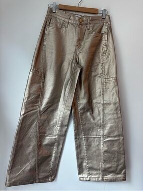 DKNY Jeans Metallic Champagne Gold Wide Leg Cargo Pants 27